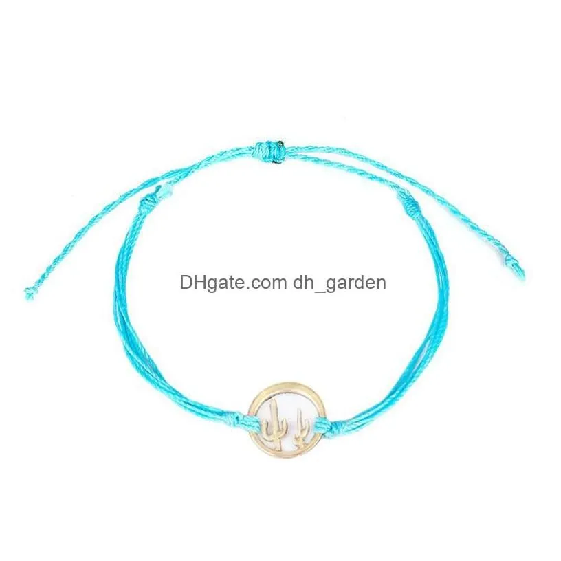 Charm Bracelets Original Handmade Wax Thread Woven Cactus Bracelet Mtilayer Friendship String Colorf Braided For Women Summe Dhgarden