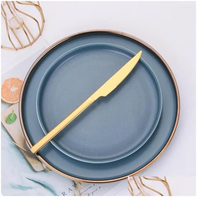 Dinnerware Sets 4 Cutlery Set Gold Stainless Steel 16 Piece Spoon Fork Knife Tableware Silverware For Home