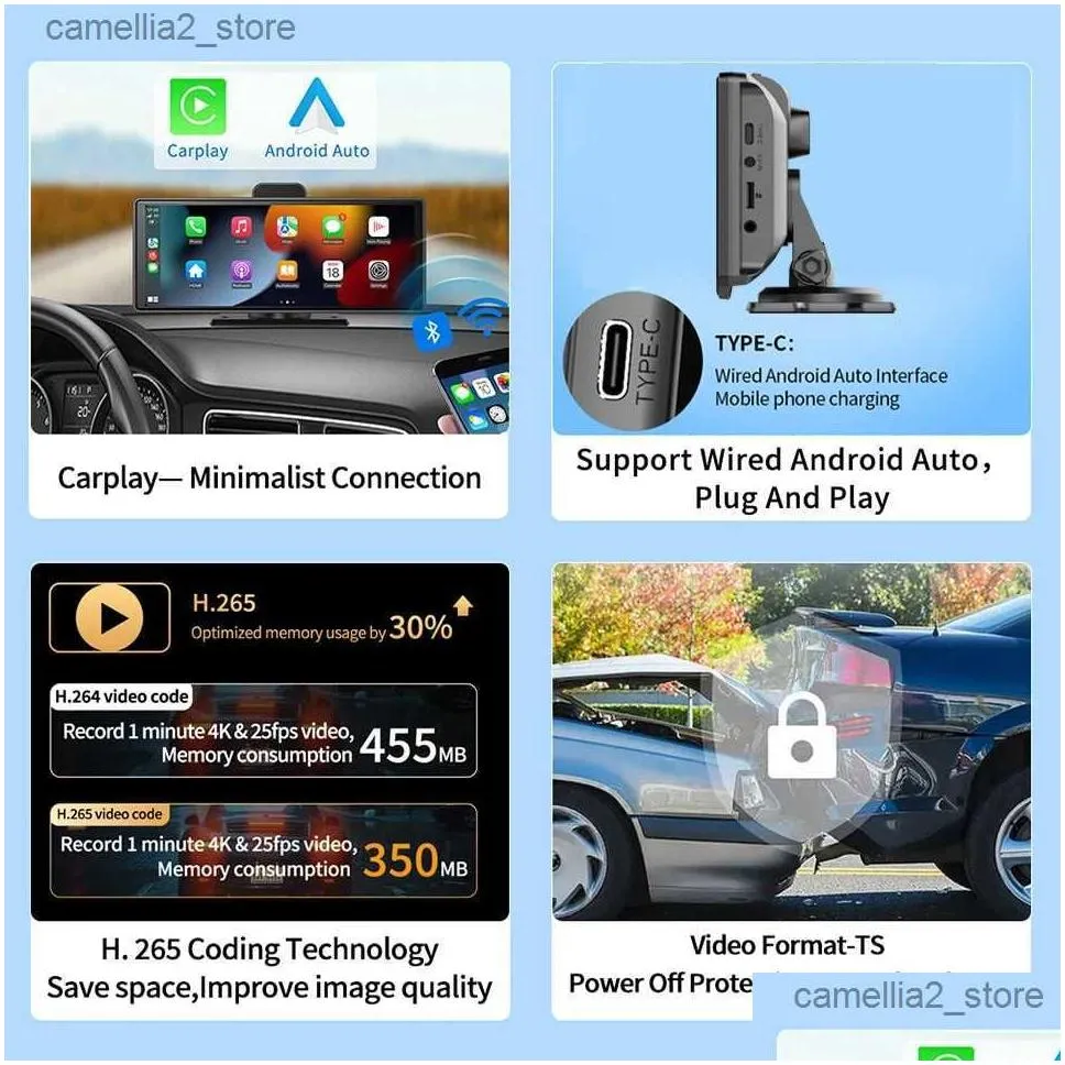 car dvr Dash Cam 10.26 Inch 4K 2160P Car DVR Carplay Android Auto Video Drive Recorder Stream Dashcam Truck Car Camera 5G Wifi GPS AUX