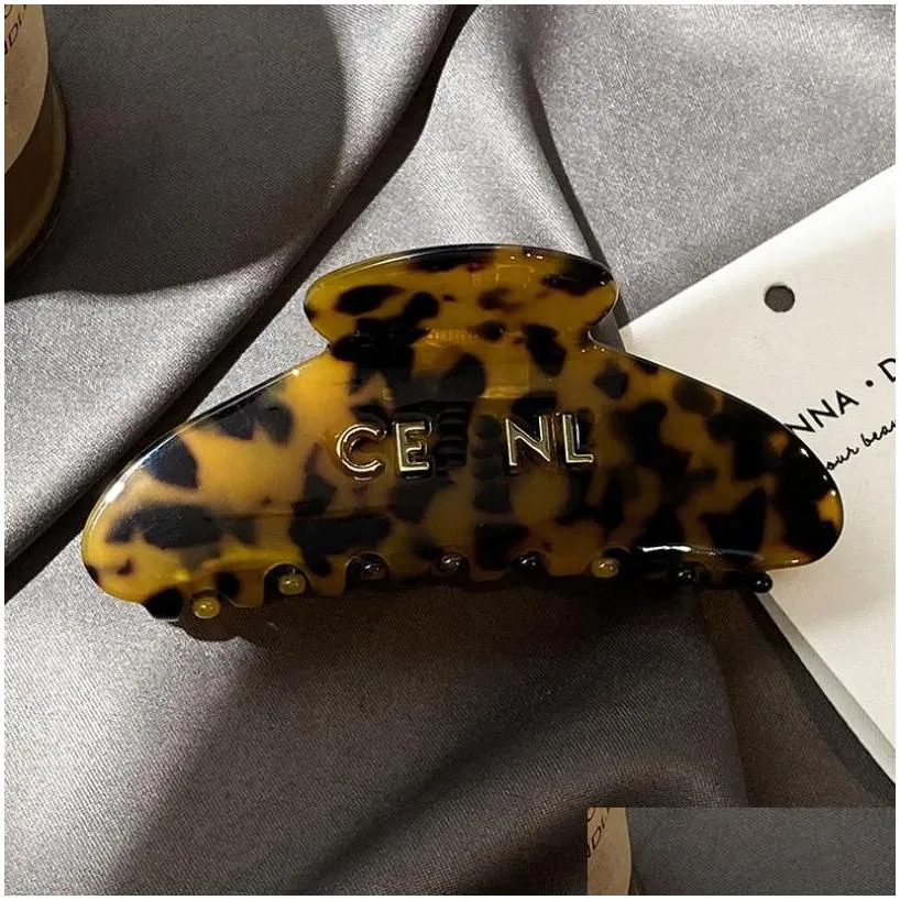 luxury french alloy letter hair clip leopard print color vintage style shark hair clip classic trendy hair jewelry girl friend gifts face washing makeup hair