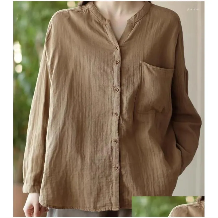 Women`s Blouses Women Shirt Solid Color 2024 Spring Summer Cotton Basic Tops Long Sleeve Korean Fashion Casual Lady Blouse Female