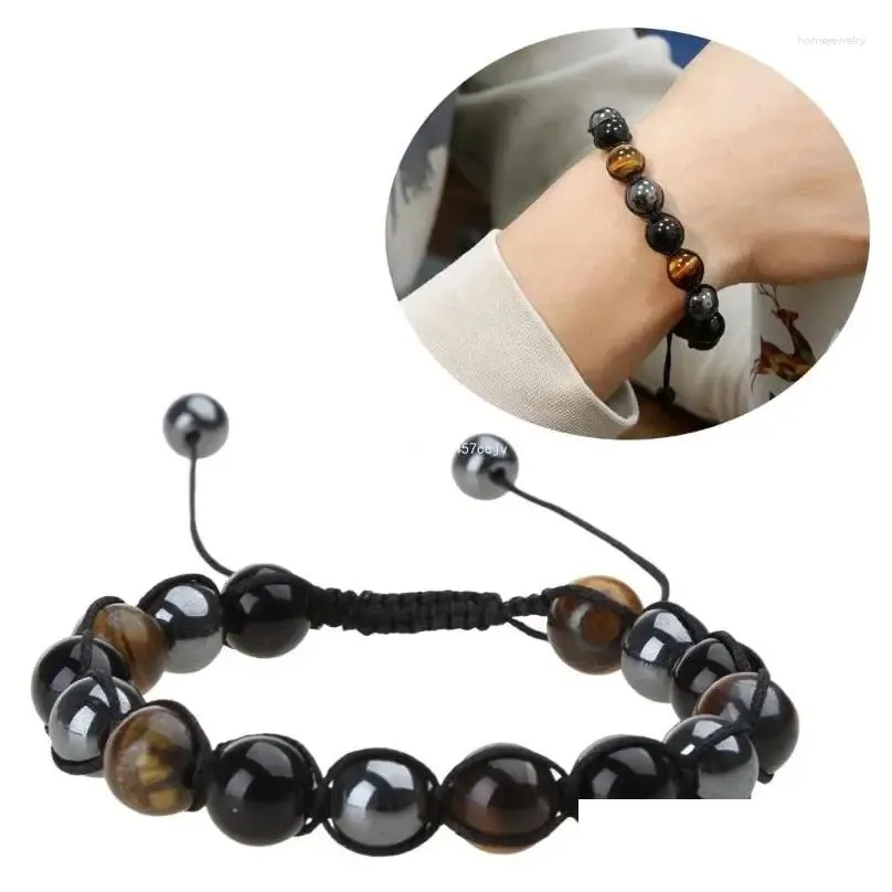 Strand Triple For Protection Bracelet Women Men Crystal Beads Handmade Black Bracel Dropship