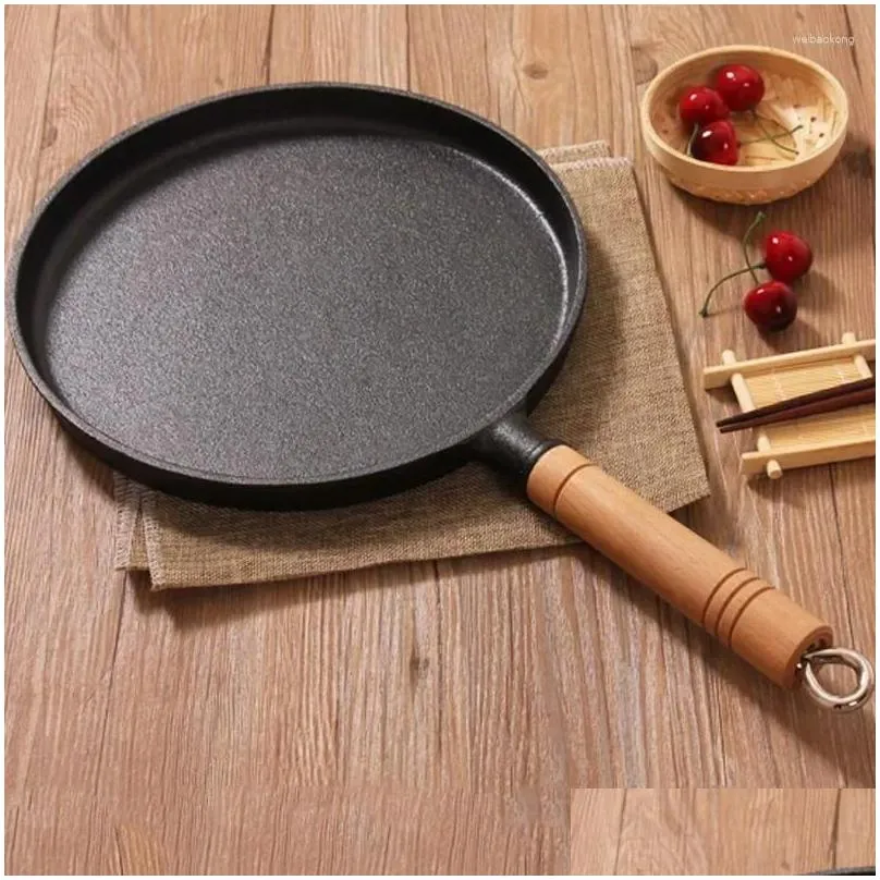 Pans 26cm Thickened Cast Iron Non-stick Frying Pan Layer-cake Cake Pancake Crepe Maker Flat Griddle Breakfast Omelet Baking