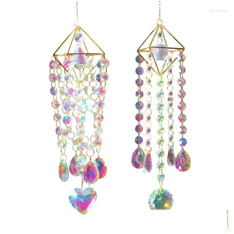 Garden Decorations Crystal Suncatchers Wind Chime Indoor Window Pendant Reflective Effect Decoration Tool For Living Room Wall