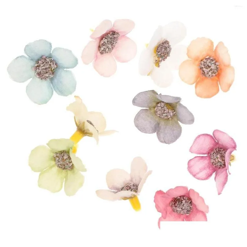 Decorative Flowers 100 Pcs Boho Decor Artificial Flower Faux Heads Mini Daisy Fake Headdress DIY