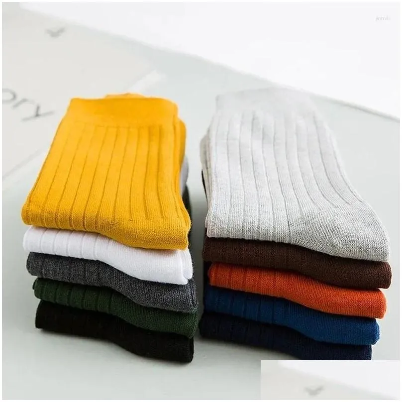 Men`s Socks Autumn Winter Pure Color Mens Cotton Warm Black And White Happy Male Gifts For Men EUR 39-44 387