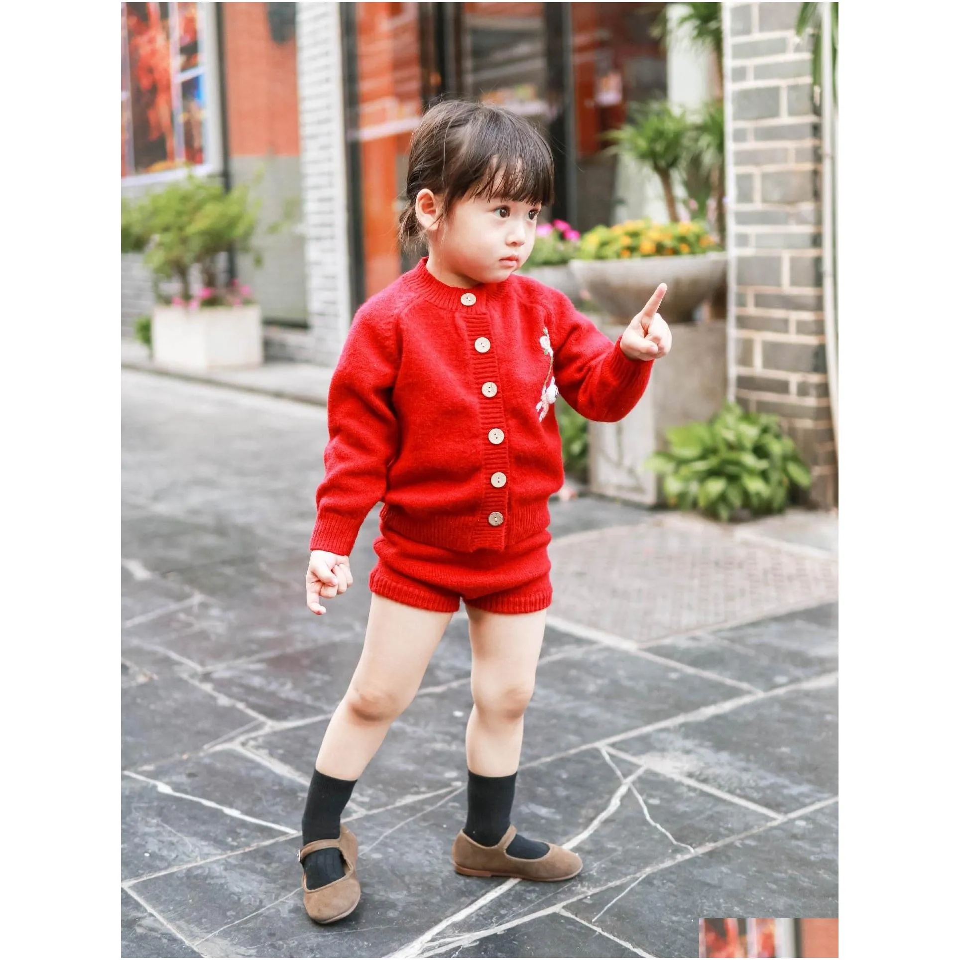 INS Kids Easter cardigan spring floral rabbit embroidery sweater outwear for girls cartoon bunny clothes children knitted shorts Z0089