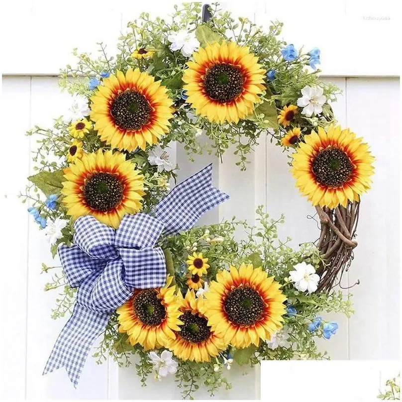 Decorative Flowers 10Pcs Silk Sunflowers Heads Set Arrangements For Party Wedding Decor Craft 5.5 Inch