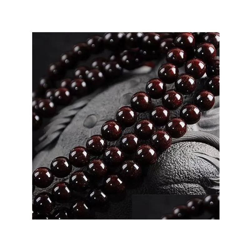 Other Fashion Accessories Xiaoye Red Sandalwood Hand Chain 108 Wooden Buddha Beads Old Material Mens Bracelet Transport Women Drop De Otntj