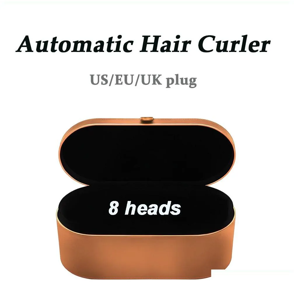 Newversion Blue/Gold Fushsia 8 Heads Multi-function Hair Curler Automatic Curling Iron Gift Box US/UK/EU Plug