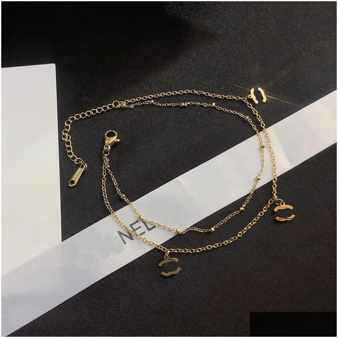 women desinger anklets 18k gold plated summer stainless steel pendant chain leg jewelry fashion accessories gift