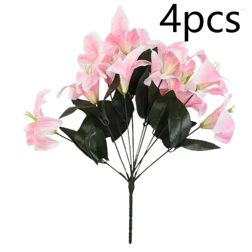 Decorative Flowers 8 Exquisite 45cm Artificial Flower Spray 10 Stargazer Lillies Perfect For Home And Wedding Decor Durable Stunning