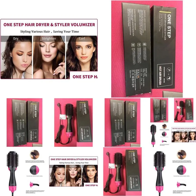 3 in 1 Hair Dryer Brush One Step Hot Air Brush Volumizer Blow Straightener Curler blowdryer brush Curling Iron Hair Styler Comb hot