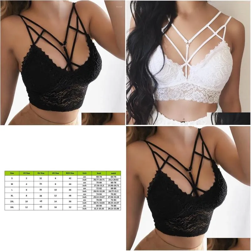 Yoga Outfit Gym Y Sports Underwear Home Bra Women Black Lace Bralette Push Up Bras For Plus Size Tank Tops Drop Delivery Dhak2