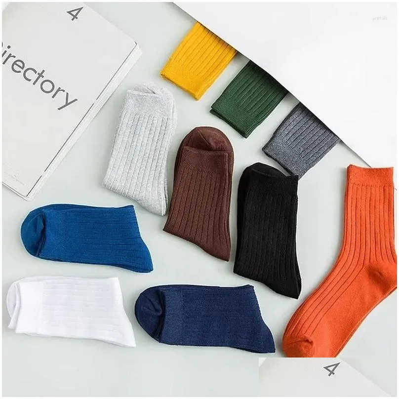 Men`s Socks Autumn Winter Pure Color Mens Cotton Warm Black And White Happy Male Gifts For Men EUR 39-44 387