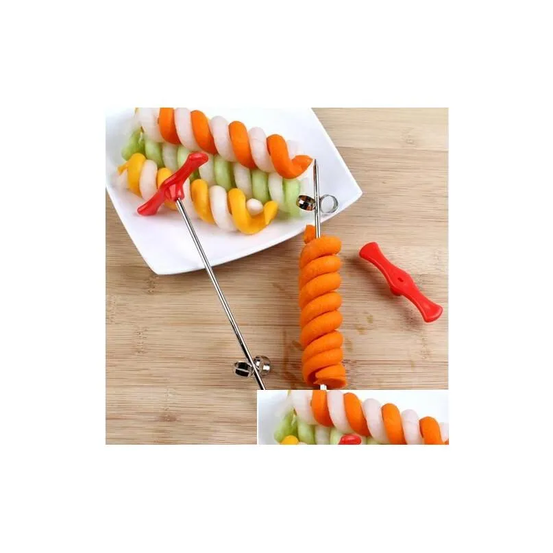 vegetables spiral knife carving tool potato carrot cucumber salad chopper manual spiral screw slicer cutter spiralizer gb716