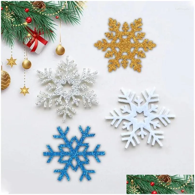 Christmas Decorations 20pcs Glitter Snowflake Tree Pendent Decoration Ornaments Fake Patches DIY Year Garlands Home Crafts