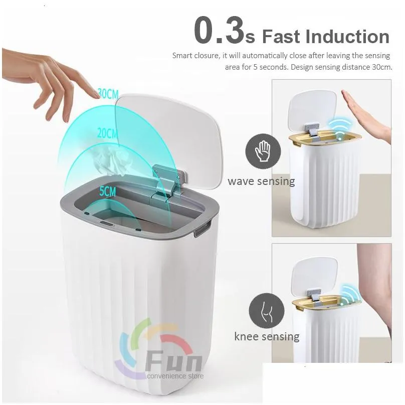 waste bins automatic sensor trash can toilet kitchen dumpster smart bathroom household waterproof induction garbage bin bucket wastebasket