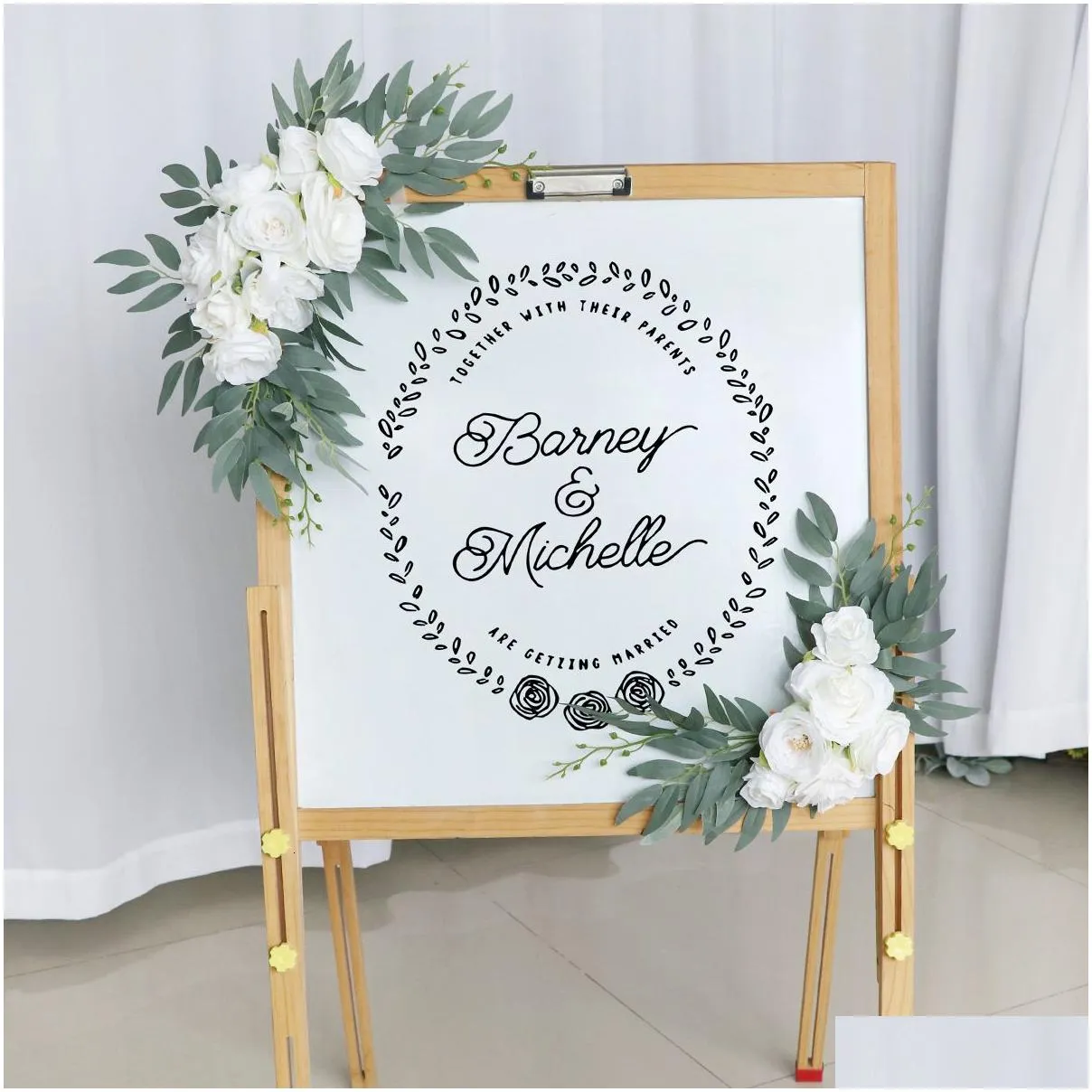 dried flowers yan artificial wedding arch kit boho dusty rose blue eucalyptus garland drapes for decorations welcome sign 230613