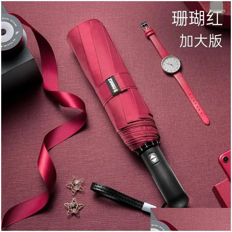 Umbrellas Fully Automatic Umbrella Men`s Oversized Reinforced and Thickened Strong Anti-storm Special Folding Car for Women Clephan