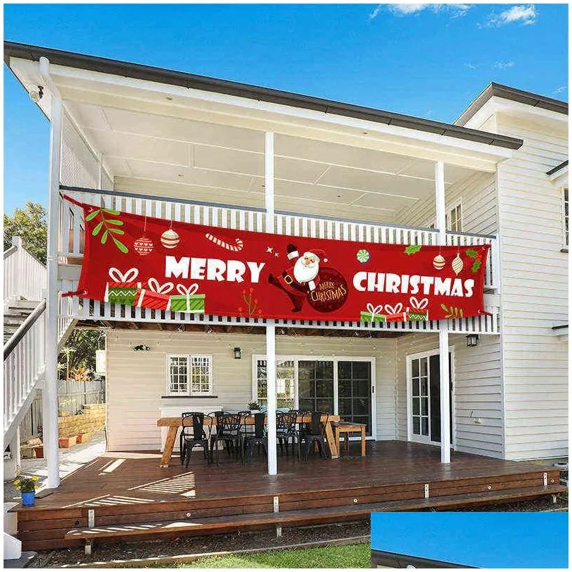 Christmas Decorations 300X50Cm Oxford Cloth Banner Bunting Merry Decor Festive Party Home Outdoor Scene Layout Xmas Navidad Noel Yea Dhnrm