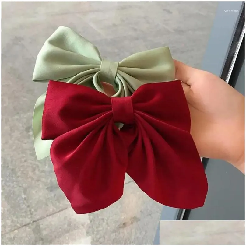 Hair Accessories 1-4PCS Top Clip Satin Fashion Headband With Clips Bow Hairpin Headdress Pin Spring Retro Layer Butterfly For Women