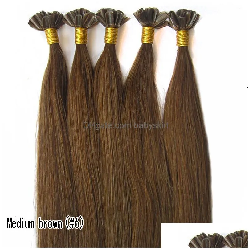 U Tip Pre Bond Hair Extension Keratin Fusion Human Hair Extension Double Drawn Silk Straight Brazilian Remy Hair Nano Ring 100