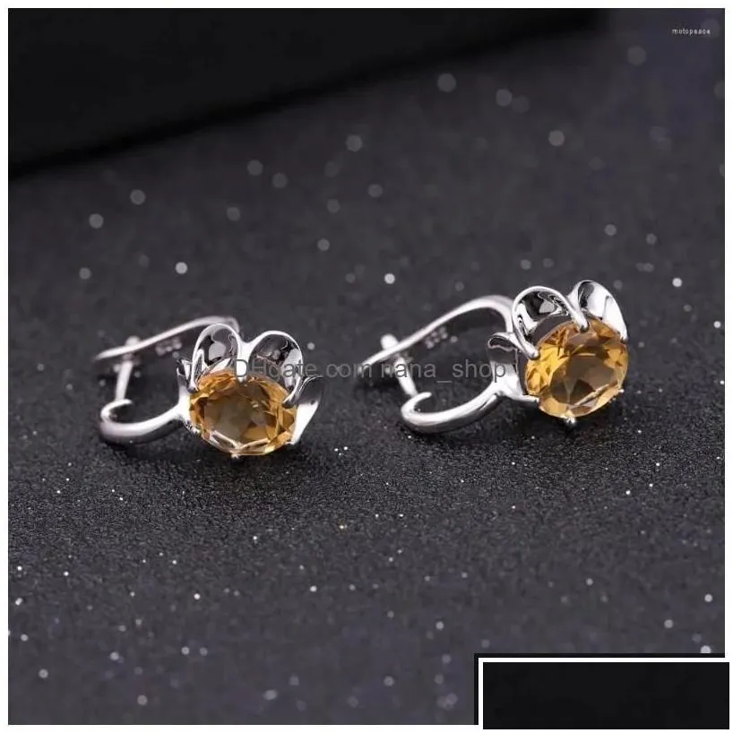 Stud Earrings Gems Ballet 5.32Ct Natural Citrine November Birthstone Real 925 Sterling Sier Fine Jewelry For Women Drop Delivery Dhfos