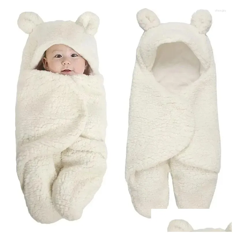 Blankets D7YD Born Baby Blanket Swaddle Wrap Winter Cotton Plush Hooded Sleeping Bag 0-12M