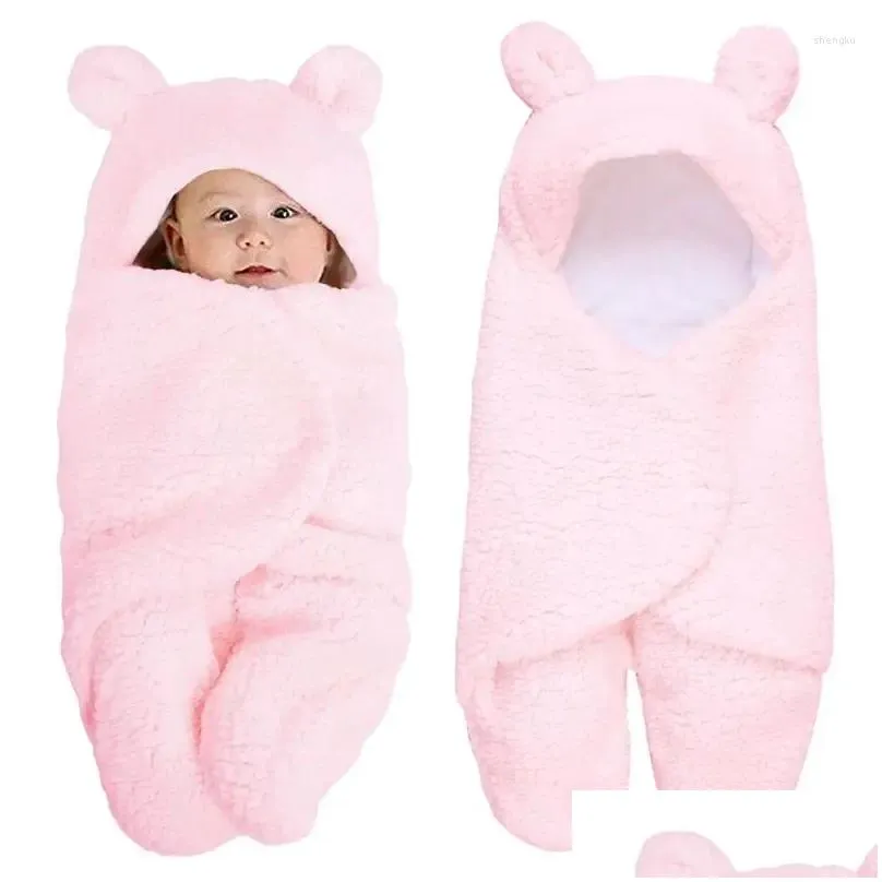 Blankets D7YD Born Baby Blanket Swaddle Wrap Winter Cotton Plush Hooded Sleeping Bag 0-12M