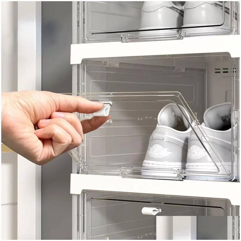 storage baskets foldable integrated shoe box cabinet transparentvisible installation dustproof and moistureproof 230607