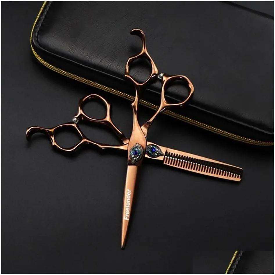 Hair Scissors Professional Feather Gem 6inch Cutting Hairdressing Thinning Shear Barber For189l