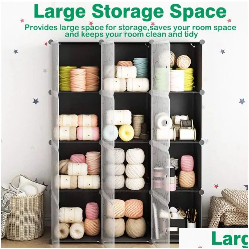 storage baskets cube 12cube bookshelf closet organizer shelves shelf cubes diy square cabinet black 230607