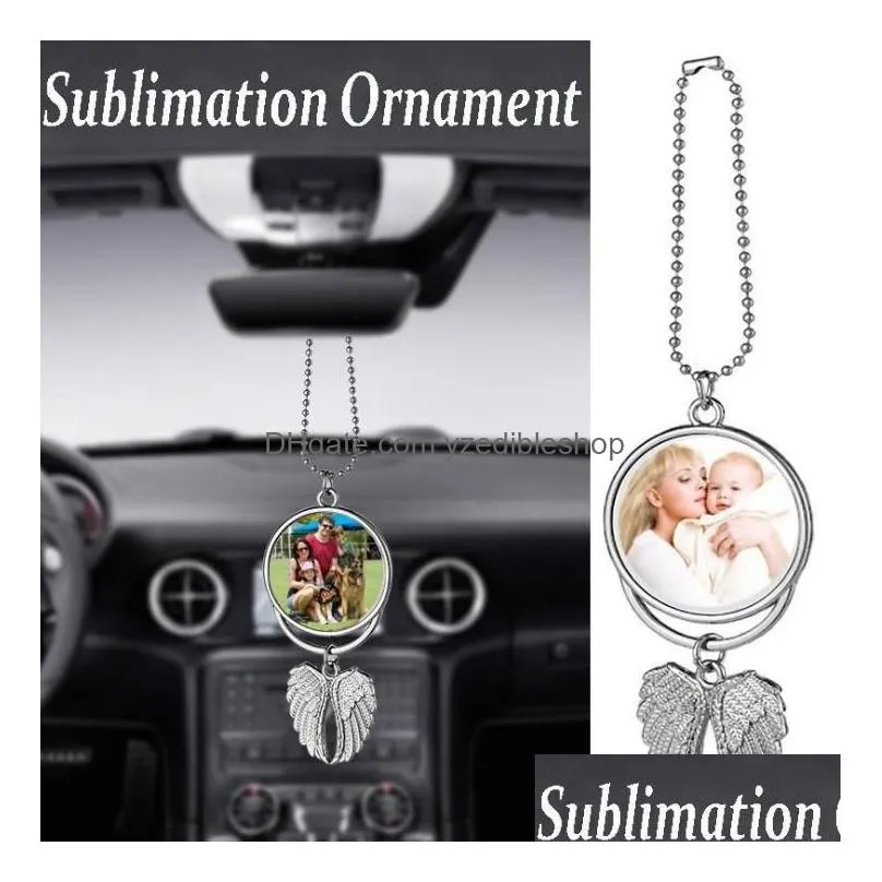 sublimation blanks car ornament decorations angel wings shape blank transfer printing consumables supplies party gifts sn