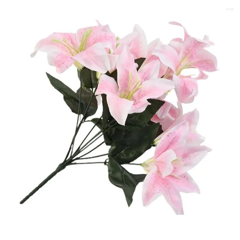 Decorative Flowers 8 Exquisite 45cm Artificial Flower Spray 10 Stargazer Lillies Perfect For Home And Wedding Decor Durable Stunning