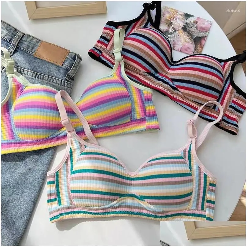 Bras Dopamine Girls Sexy Bra Rainbow Students Lingerie Bralette Small Breasts No Underwire Growth Women Underwear Seamless