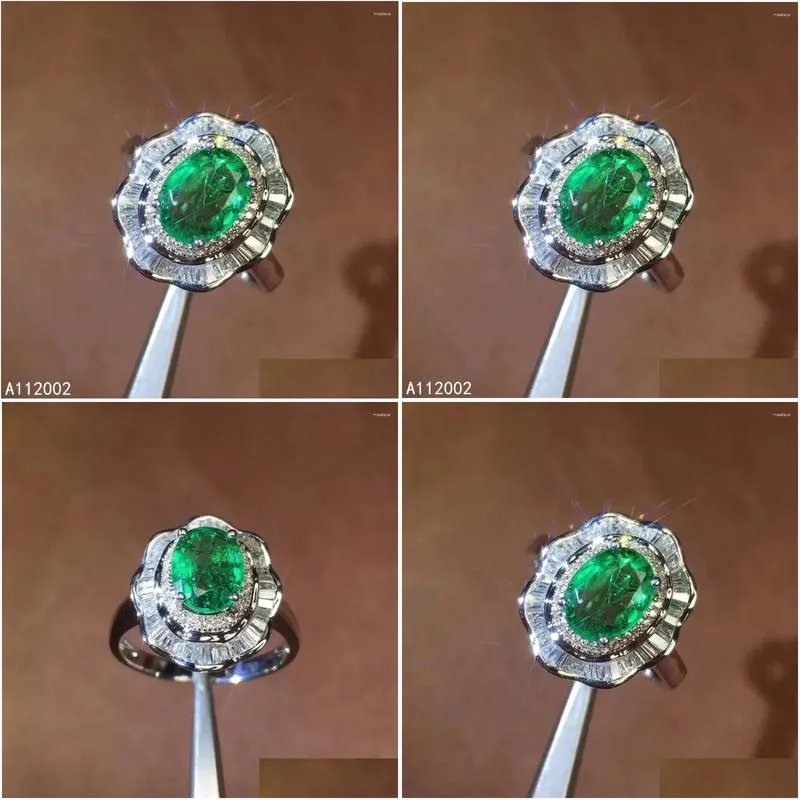 Cluster Rings KJJEAXCMY Fine Jewelry Natural Emerald 925 Sterling Silver Adjustable Gemstone Women Ring Support Test Noble Classic