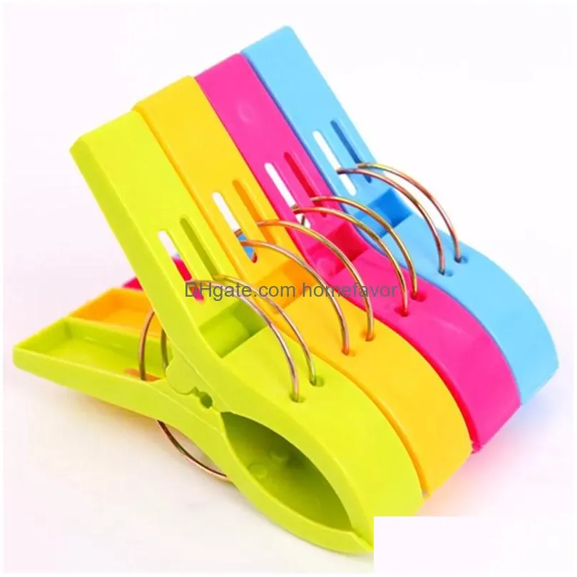 clothing wardrobe storage 4pcs stronging plastic color clips beach towel clamp to prevent the wind clothes pegs drying racks retaining