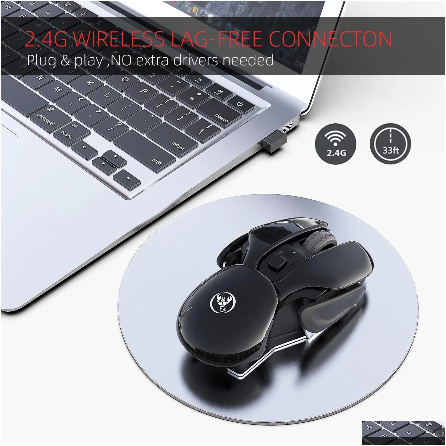 Mice Mice Rechargeable Wireless Mouse Silent Click Design USB for Laptop Notebook Desktop 1600dpi Adjustable 230210