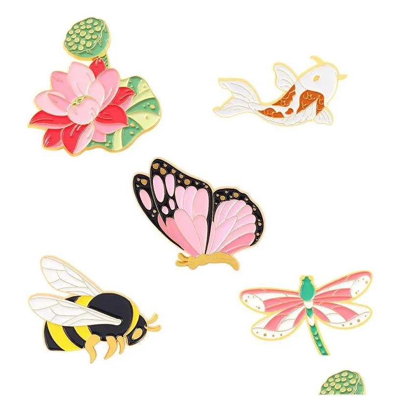 Yellow Bee Brooches 25pcs/ lot Cartoon Gold Plated Animal Brooch for Girls Enamel Pins Badge