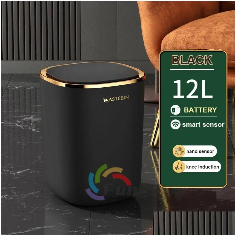 waste bins automatic sensor trash can toilet kitchen dumpster smart bathroom household waterproof induction garbage bin bucket wastebasket