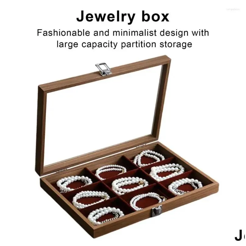 Jewelry Pouches Case Large Capacity Multi-compartment Storage Box With Transparent Lid Dustproof Bangle Container Organizer