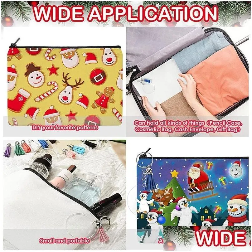 Keychains 10 Pieces Sublimation Blanks Pouch DIY Heat Transfer Makeup Bags Iron On Transfer Zipper Canvas Pen Case For Women Kids