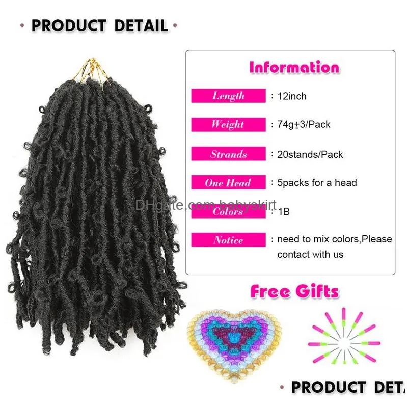 Butterfly locs Hair Extensions Nu for Women 36 Inches Soft Crochet Braids Synthetic Brown Blonde Goddess Faux Locks1645145