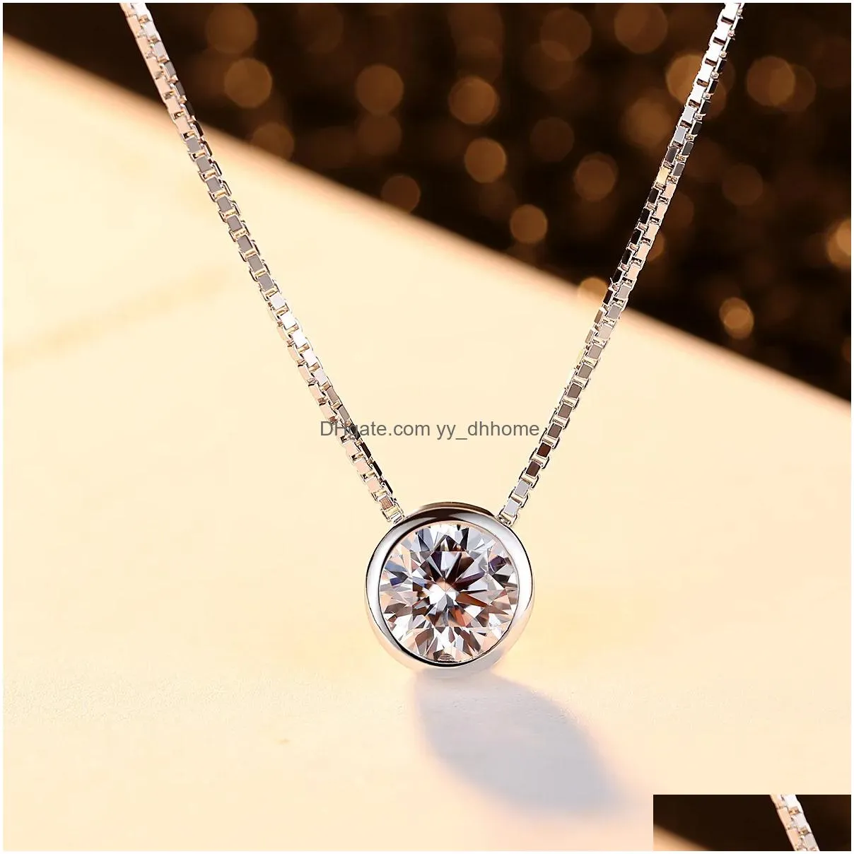 european style sexy shiny zircon s925 silver pendant necklace fashion charming women box chain necklace luxury jewelry accessories