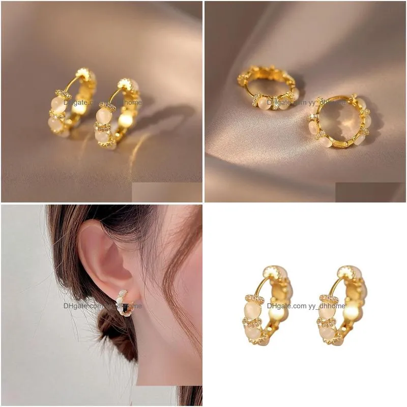 18k gold plated small opal stud earrings women micro inlaid zircon exquisite earrings for women wedding party valentines day christmas souvenir jewelry gifts