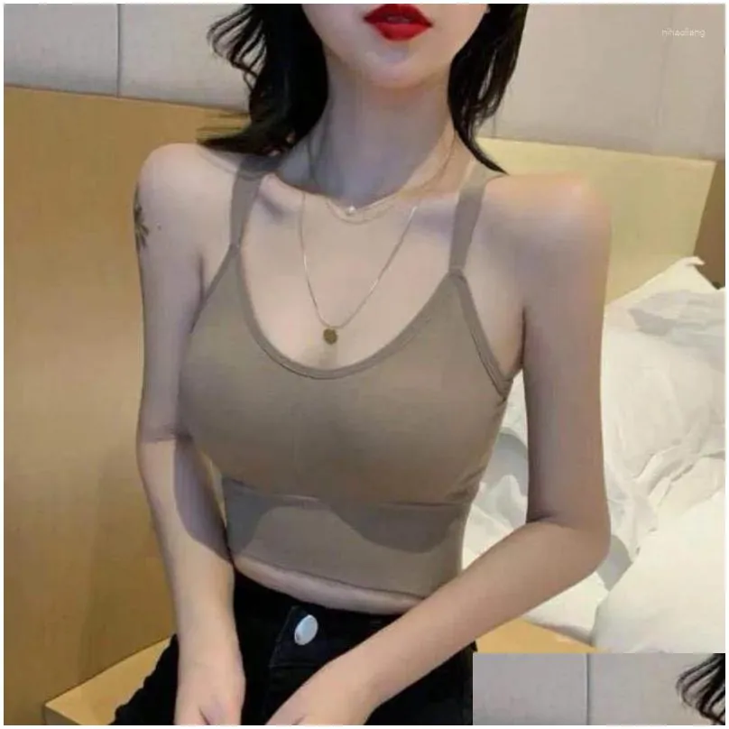 Women`s Tanks Backless Solid Camis Women Criss-cross Skinny Crop Tops Casual Sporty Sexy Fashion Basic Comfort All-match Ladies Summer