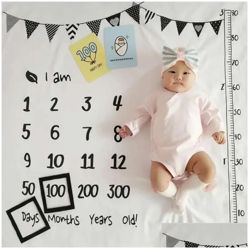 Blankets 100x100cm Baby Milestone Pography Background Props Infant Swaddle Wrap Bed Quilt Kids Bath Towel Born