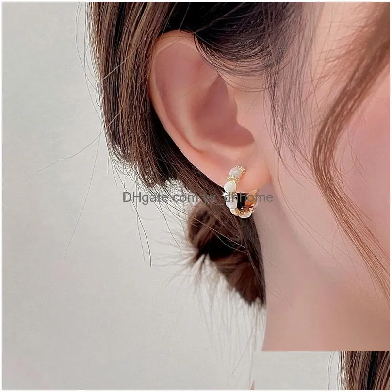 18k gold plated small opal stud earrings women micro inlaid zircon exquisite earrings for women wedding party valentines day christmas souvenir jewelry gifts