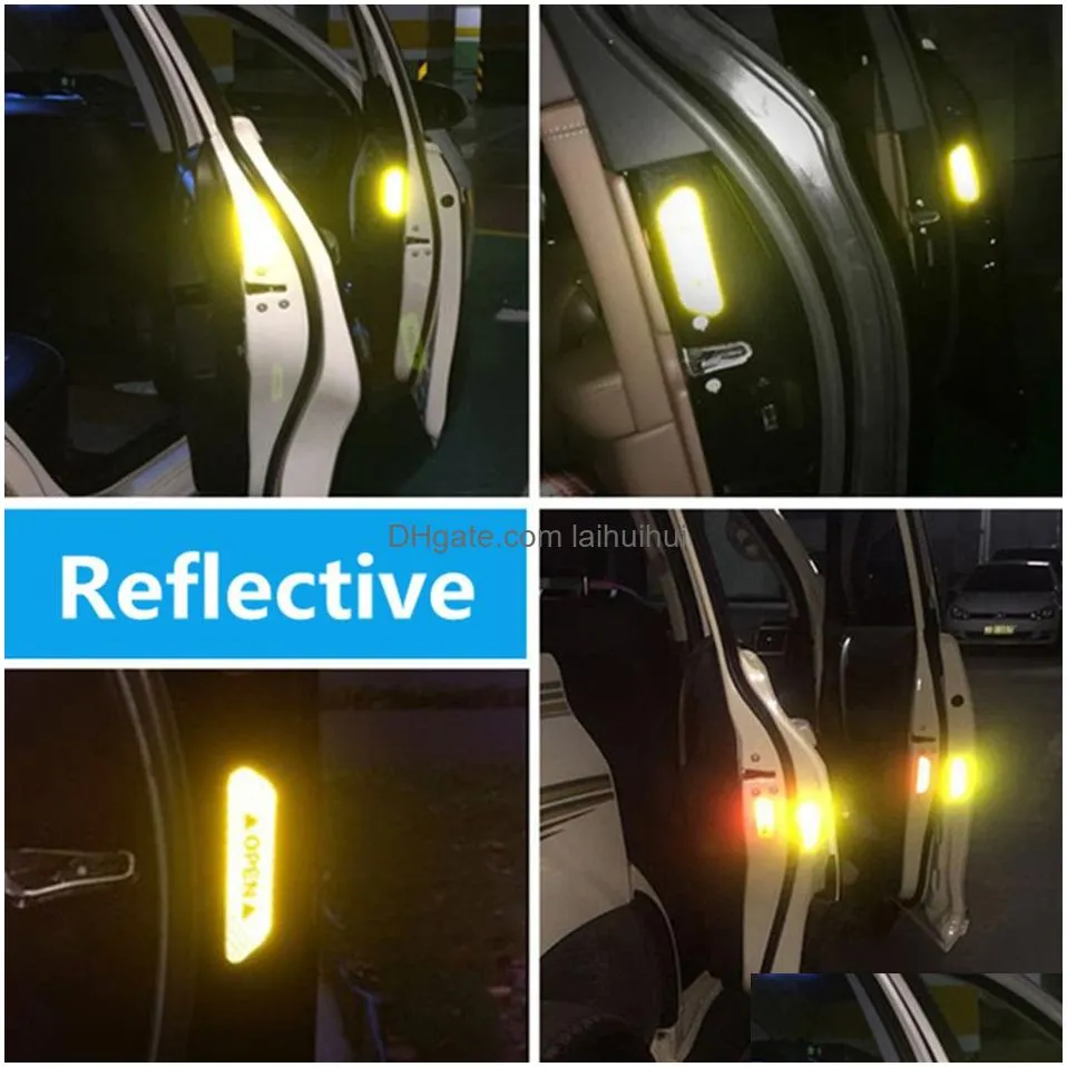 4pcslot car door open prompt anticollision reflective stickers tape conspicuity safety caution warning sticker for car truck